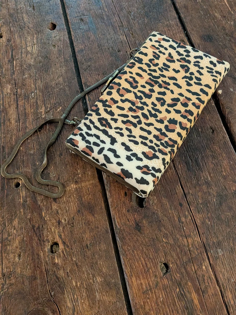 Vintage Y2K Far Nine Leopard Print Hard Case Clutch Evening Bag